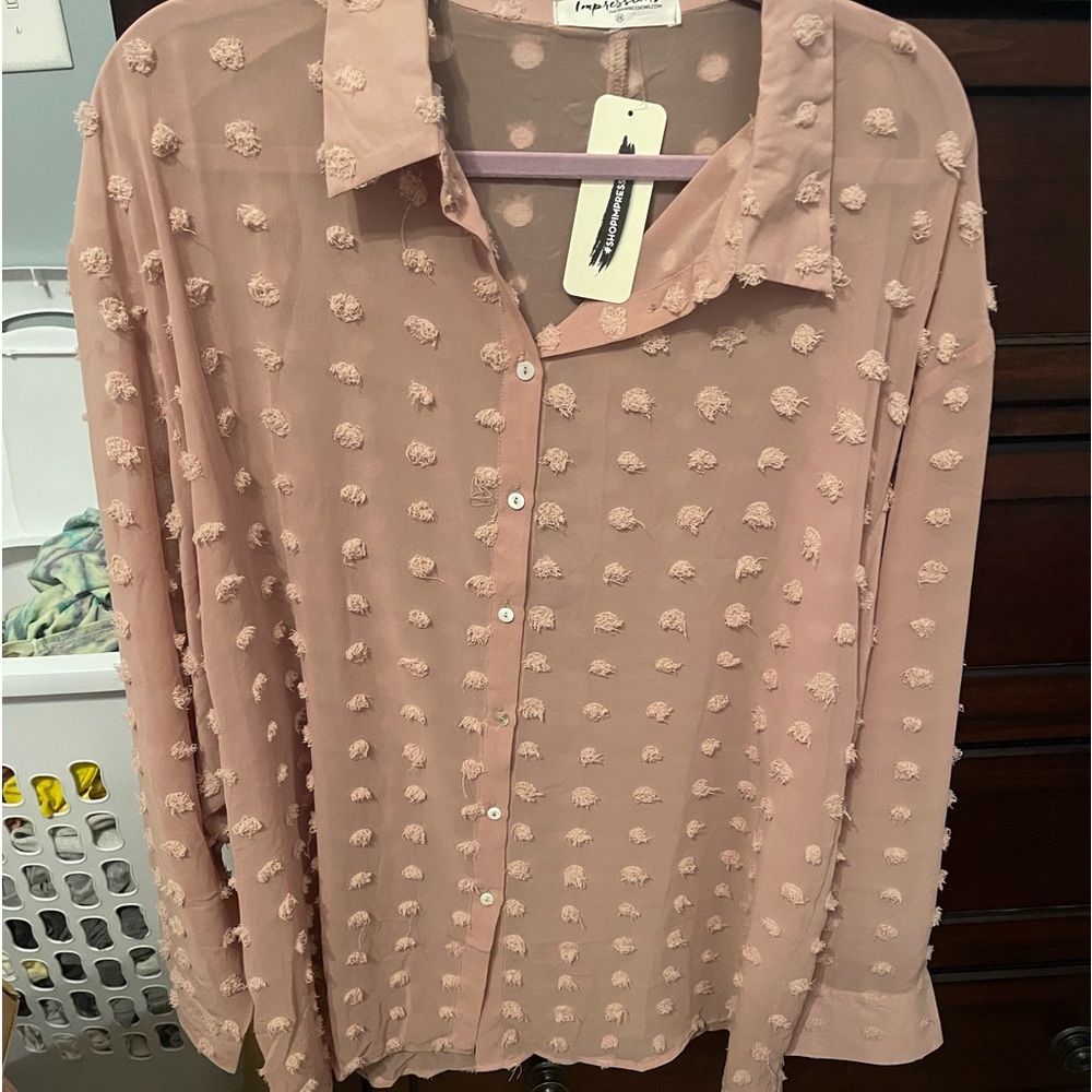 Back To New York Chiffon Top, Blush 2X